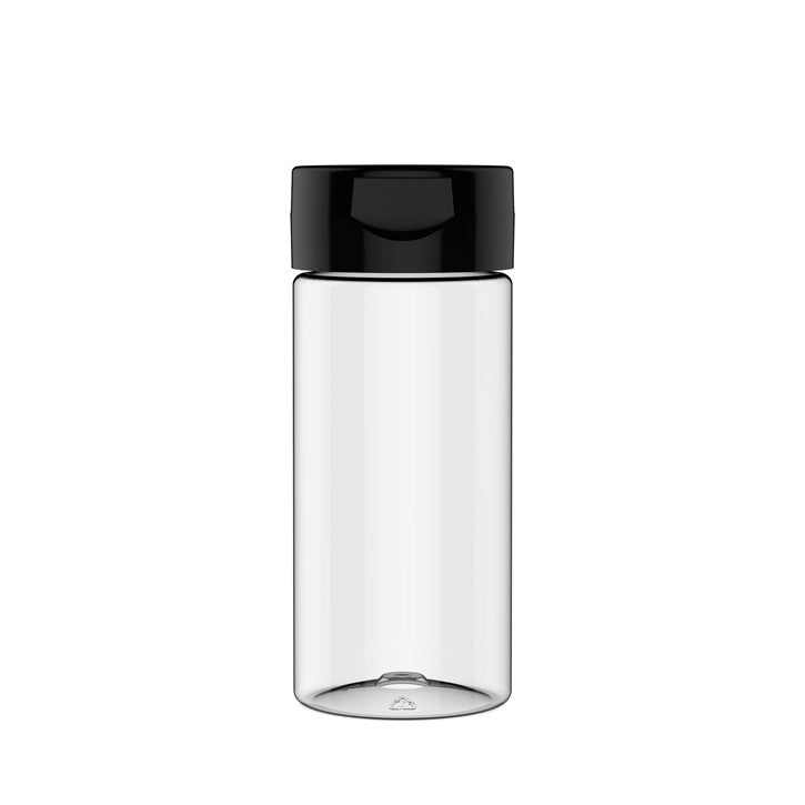 340gm Round clear PET Flask T55 Flip Cap