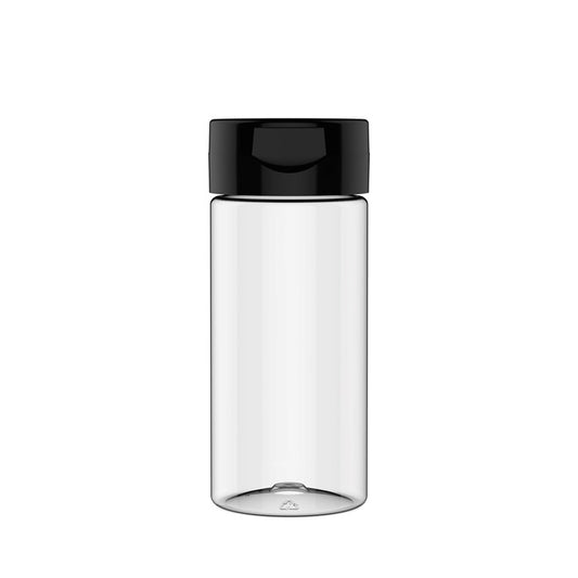 340gm Round clear PET Flask T55 Flip Cap